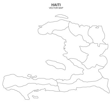 Beyaz arkaplanda Haiti 'nin siyasi haritası