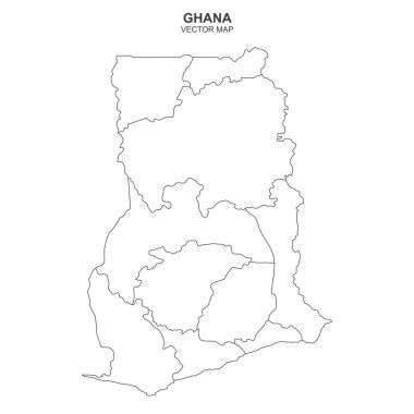 Guyana 'nın siyasi haritası beyaz arkaplanda