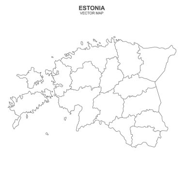 Beyaz arkaplanda Estonya 'nın vektör haritası