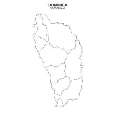 Beyaz arkaplanda Dominica 'nın siyasi haritası