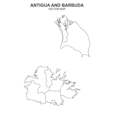 Beyaz arkaplanda Antigua ve Barbuda 'nın vektör haritası