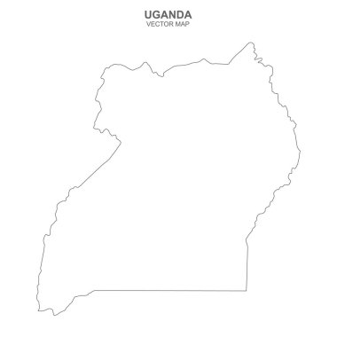 Uganda 'nın siyasi haritası beyaz arkaplanda izole edildi