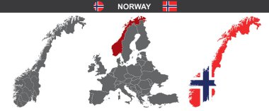 Norveç 'in vektör haritası beyaz arkaplanda izole edildi