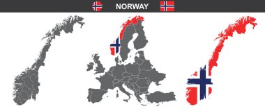 Norveç 'in vektör haritası beyaz arkaplanda izole edildi