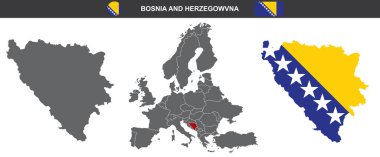 Bosna-Hersek 'in vektör haritası beyaz arka planda izole edildi