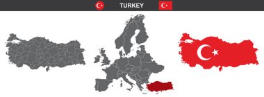 Türkiye 'nin vektör haritası beyaz arkaplanda izole edildi