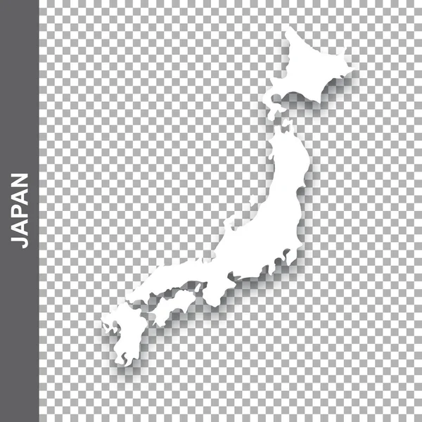 Biała Mapa Japonii Cieniem Przejrzystym Tle — Wektor stockowy