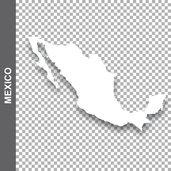 Mapa Blanco México Con Sombra Sobre Fondo Transparente — Vector de stock