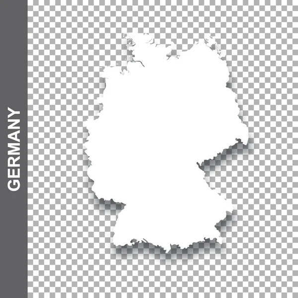 Weiße Deutschlandkarte Mit Schatten Auf Transparentem Hintergrund — Stockvektor
