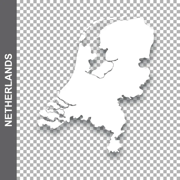 透明背景に影のあるオランダの白い地図 — ストックベクタ
