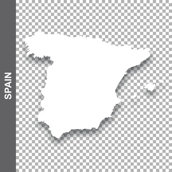 Mapa Blanco España Con Sombra Sobre Fondo Transparente — Vector de stock