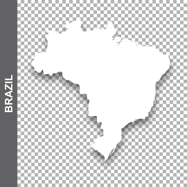 White Map Brazil Shadow Transparent Background — Stock Vector