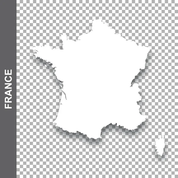 Weiße Landkarte Von Frankreich Mit Schatten Auf Transparentem Hintergrund — Stockvektor