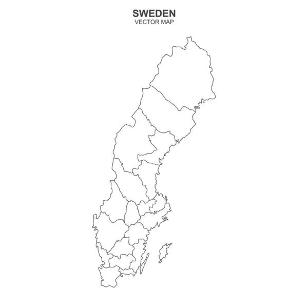 Politikai Térkép Svédország Elszigetelt Fehér Háttér — Stock Vector