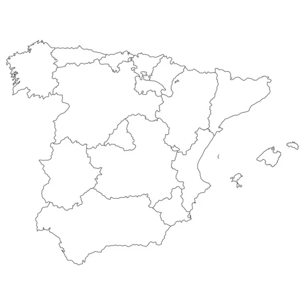 Mapa Vectorial España Con Fronteras Regiones — Archivo Imágenes Vectoriales