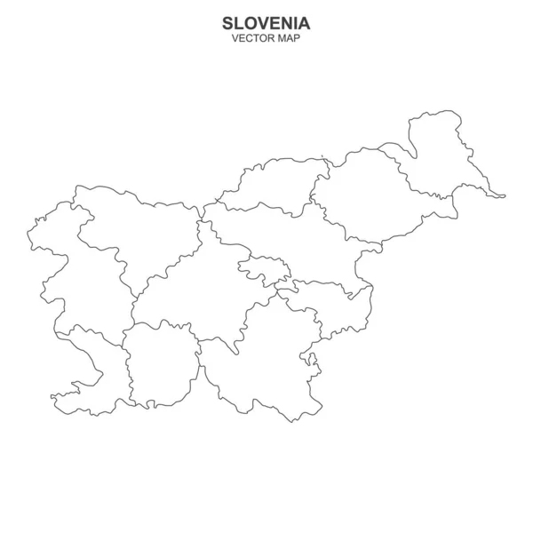 Politisk Karta Över Slovenien Isolerad Vit Bakgrund — Stock vektor