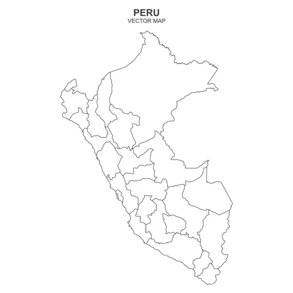 Mapa Político Perú Aislado Sobre Fondo Blanco — Archivo Imágenes Vectoriales