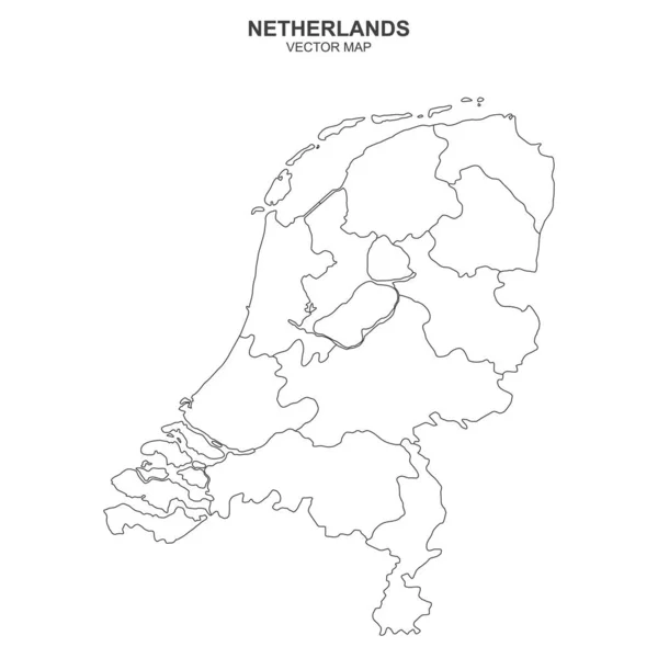 Mapa Político Holanda Isolado Fundo Branco — Vetor de Stock