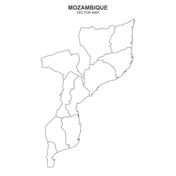 Carte Politique Mozambique Isolé Sur Fond Blanc — Image vectorielle