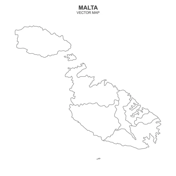 Politisk Karta Över Malta Isolerad Vit Bakgrund — Stock vektor