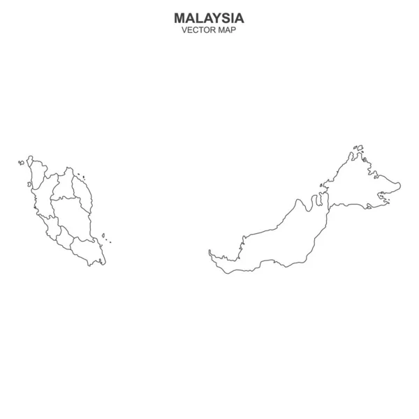 Mapa Político Malasia Aislado Sobre Fondo Blanco — Archivo Imágenes Vectoriales