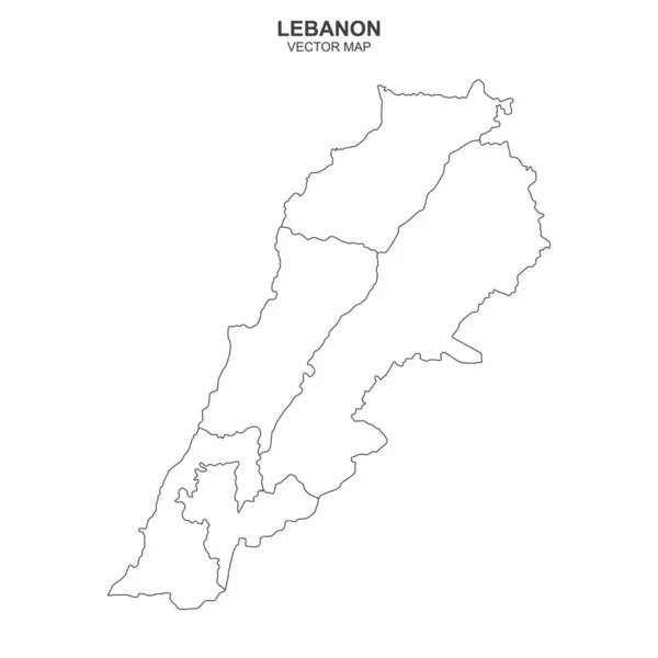 Politisk Karta Över Libanon Isolerad Vit Bakgrund — Stock vektor
