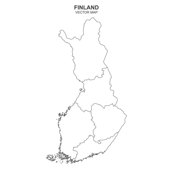 Mapa Político Vectorial Finlandia Sobre Fondo Blanco — Vector de stock