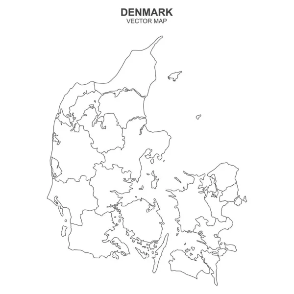 Mapa Vectorial Dinamarca Sobre Fondo Blanco — Archivo Imágenes Vectoriales