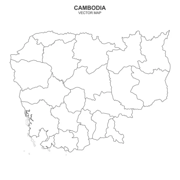 Mapa Vectorial Camboya Aislado Sobre Fondo Blanco — Archivo Imágenes Vectoriales