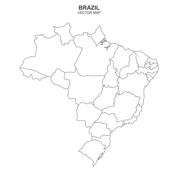 Mapa Político Brasil Sobre Fundo Branco — Vetor de Stock