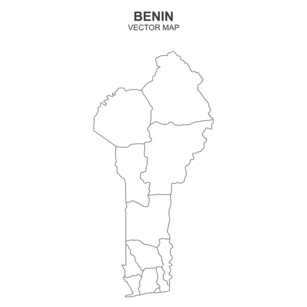 Carte Vectorielle Bénin Avec États Sur Fond Blanc — Image vectorielle