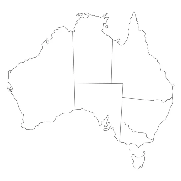 Vector Map Australia Borders States — Stock Vector