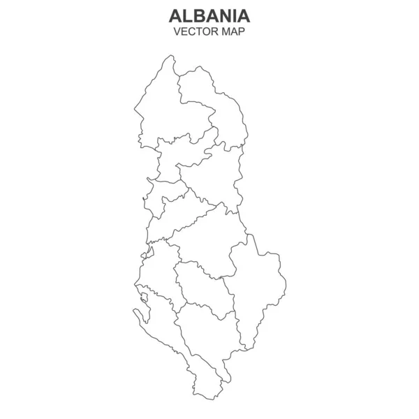 Vektor Karta Över Albanien Vit Bakgrund — Stock vektor
