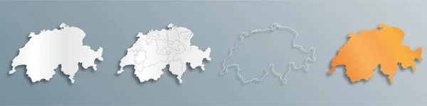 Vektorkarten Der Schweiz Mit Schatten — Stockvektor