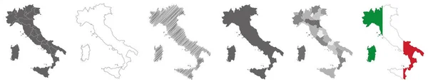 Mappa Vettoriale Bandiera Italia Isolata Sfondo Bianco — Vettoriale Stock