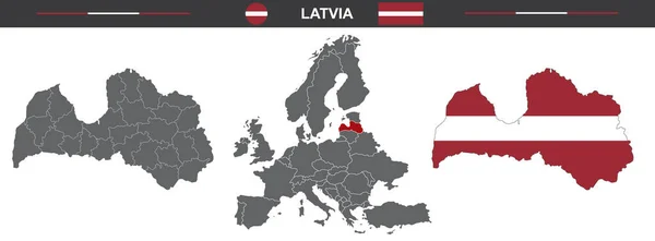 Vektorkarte Von Lettland Isoliert Auf Weißem Hintergrund — Stockvektor