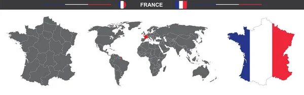 Vektorkarten Von Frankreich Auf Weißem Hintergrund — Stockvektor