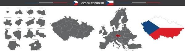 Vektor Karta Flagga Tjeckien Isolerad Vit Bakgrund — Stock vektor