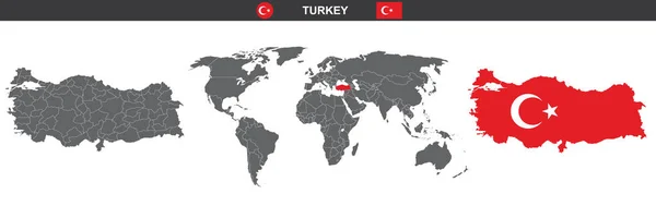 Vektor Karta Uppsättning Turkiet Isolerad Vit Bakgrund — Stock vektor