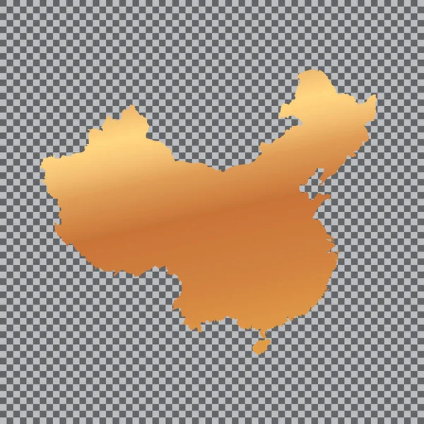 Carte Dorée Chine Isolée Sur Fond Transparent — Image vectorielle