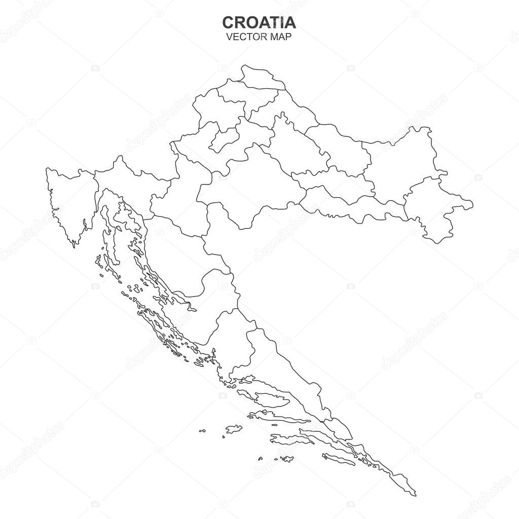 vector map of Croatia isolated on white background