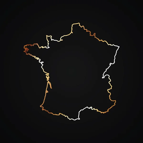 Διάνυσμα Χρυσό Χάρτη Περίγραμμα Της Γαλλίας Σκούρο Φόντο — Διανυσματικό Αρχείο