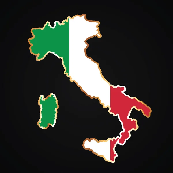 Made Italy Banner Vettoriale Rotondo Con Mappa Dorata Dell Italia — Vettoriale Stock