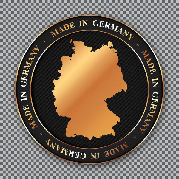 Almany Yapımı Almanya Nın Altın Haritalı Yuvarlak Vektör Pankartı — Stok Vektör