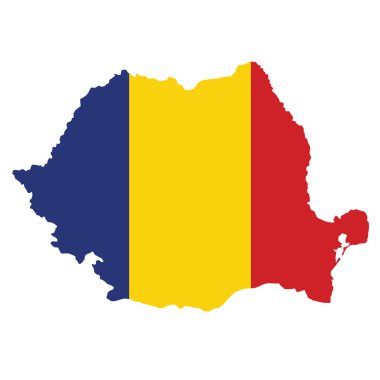 Romanya 'nın vektör haritası bayrağı beyaz arkaplanda izole edildi