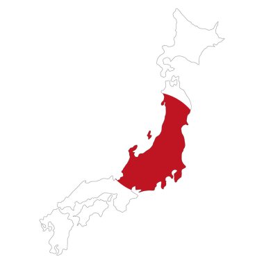 Japonya 'nın vektör haritası beyaz arka planda izole edildi