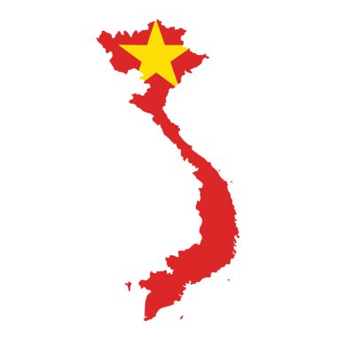 Vietnam 'ın vektör haritası beyaz arka planda izole edildi