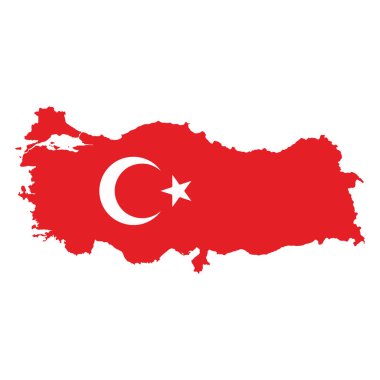 Türkiye 'nin vektör haritası bayrağı beyaz arkaplanda izole edildi