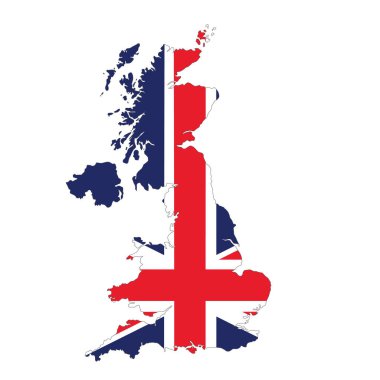 Birleşik Krallık 'ın vektör haritası beyaz arkaplanda izole edildi
