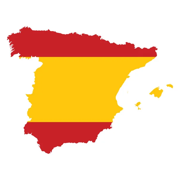 Mapa Político Vectorial España Con Bandera Aislada Sobre Fondo Blanco — Archivo Imágenes Vectoriales